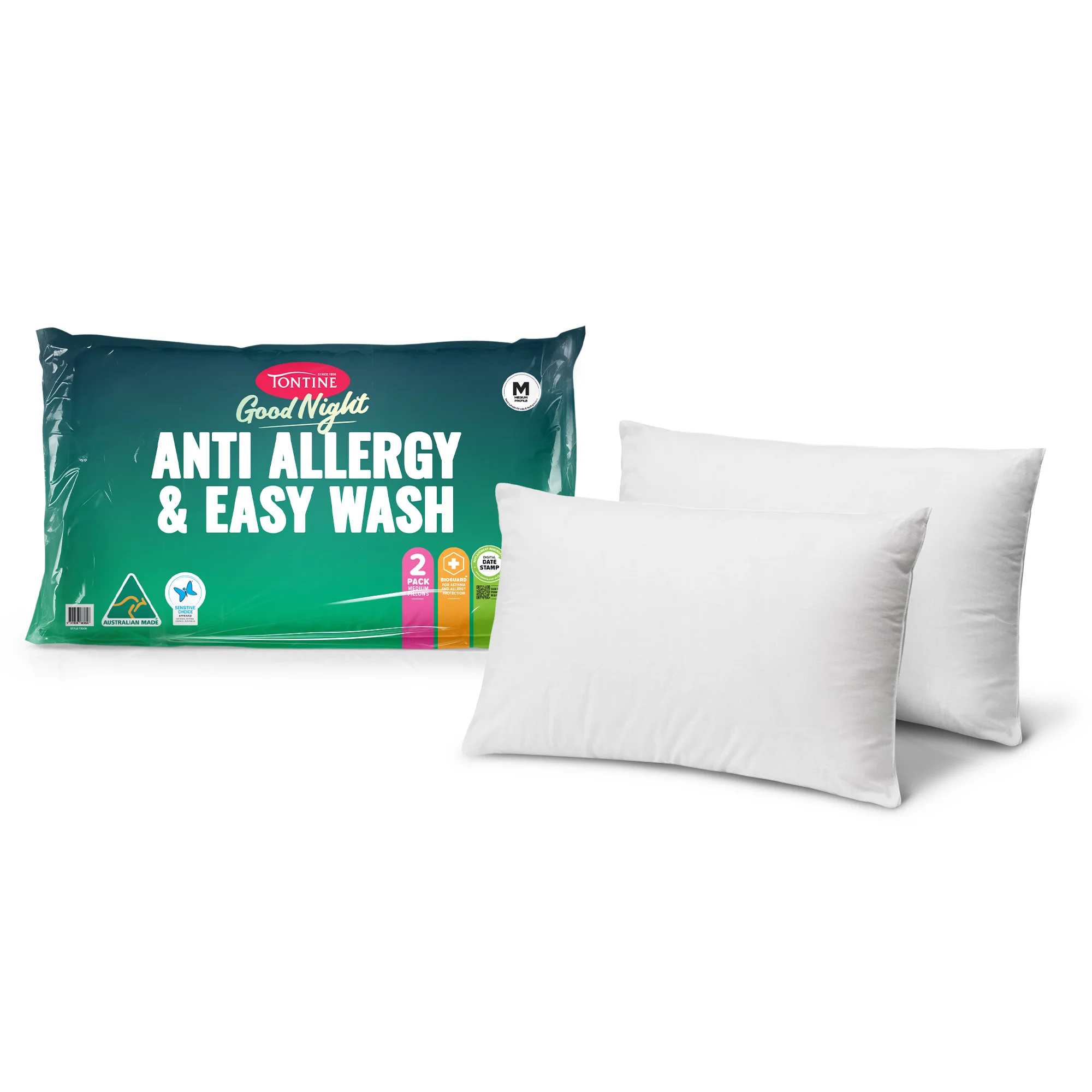 Good Night Anti Allergy & Easy Wash Pillow 2 Pack - Medium - Image 2